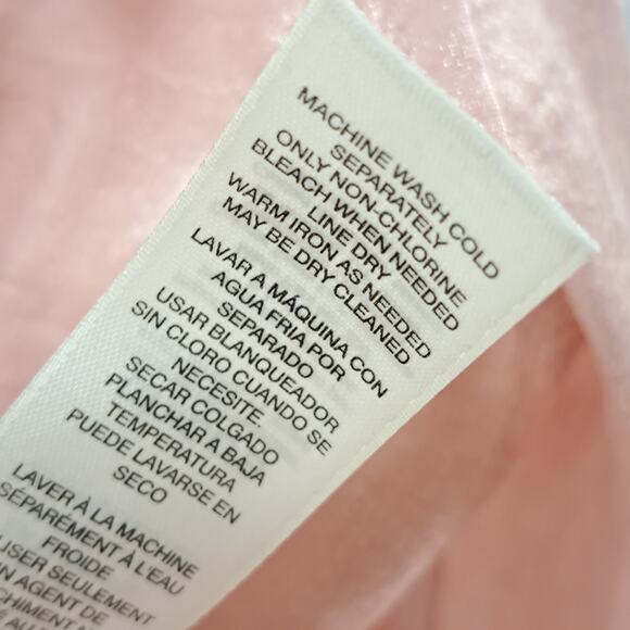 Chico's Shirt Top 1 M Shimmery Metallic Long Sleeve Button Down Casual Pink - Picture 10 of 10